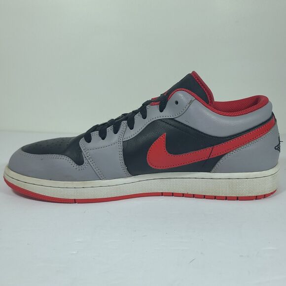 Nike Air Jordan 1 Low Blk Cement Gray Fire Red Men Sz 12 Sneaker Shoe 553558-060 main image 9